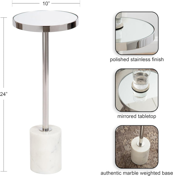 Hescott Modern Mirrored Drink Table