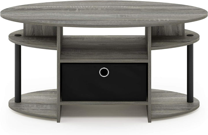 Furinno Jaya Oval Coffee Table, French Oak Grey