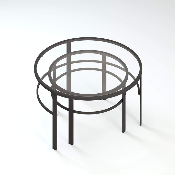 Henn&Hart Round Nested Coffee Table, Blackened Bronze