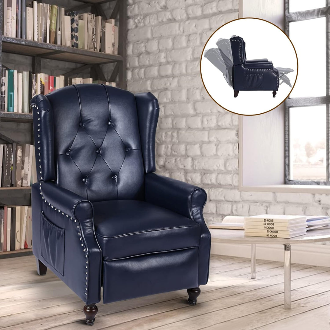 Wingback Recliner Chair, Heat Massage PU Leather Sofa