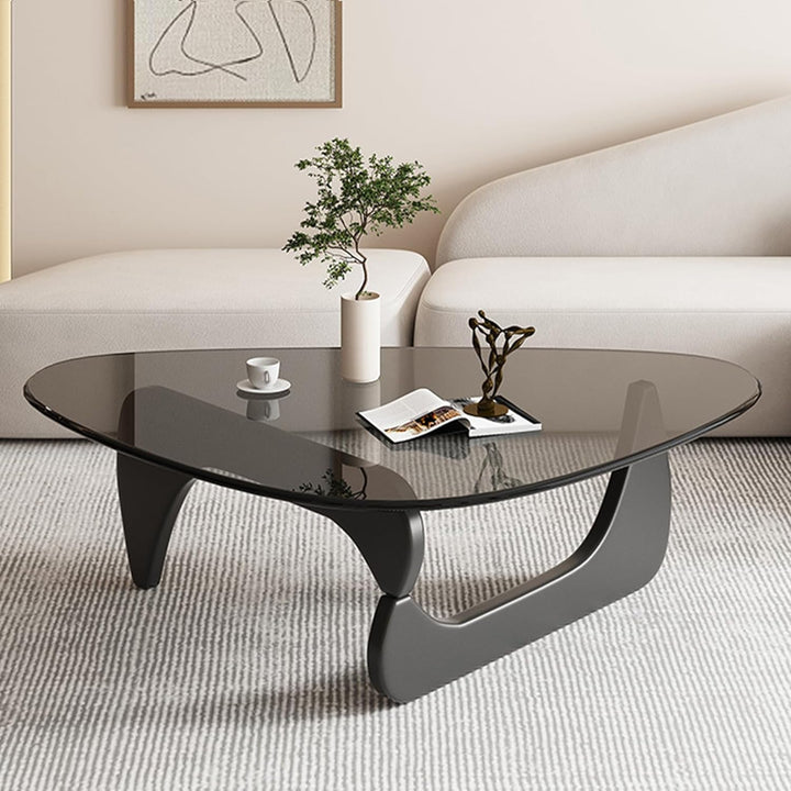 Triangle Glass Coffee Table, Mid-Century Modern End Table, Living Room