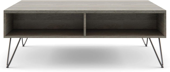 Solid Mango Wood and Metal Industrial Lift Top Coffee Table, Grey