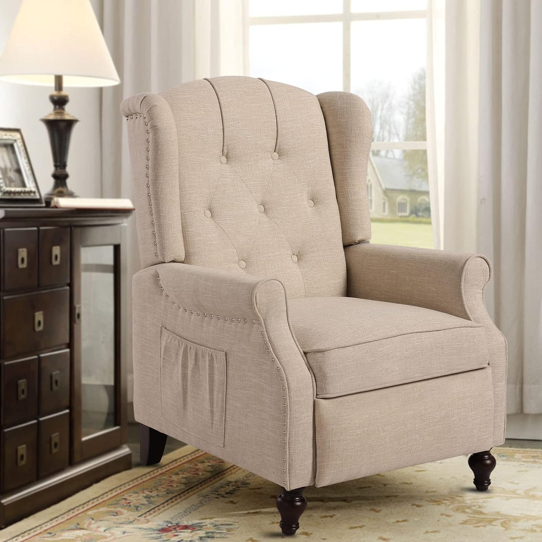 Wingback Recliner Chair, Heat & Massage, Beige