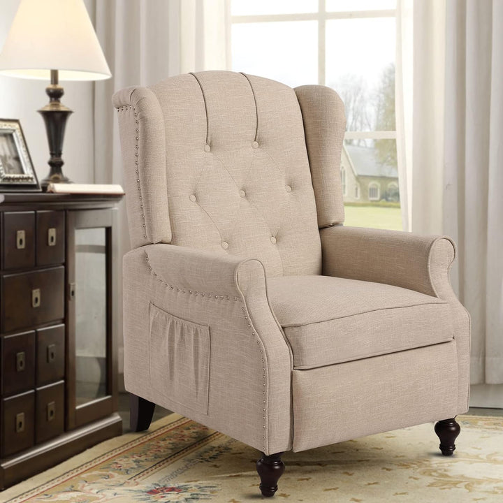 Wingback Recliner Chair, Heat & Massage, Beige