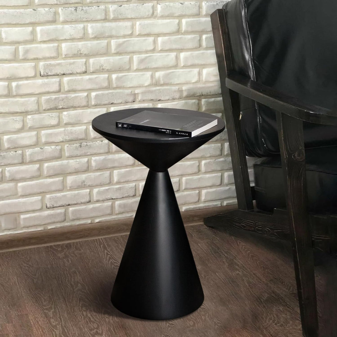 Small Drink Table, Round Martini Table, Drum End Table Side Table, Black