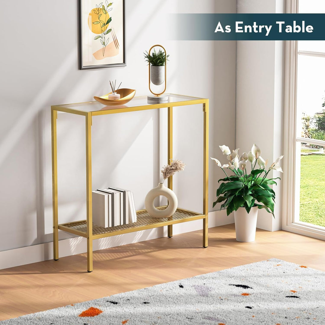 Gold Console Table Small Glass Entryway Table