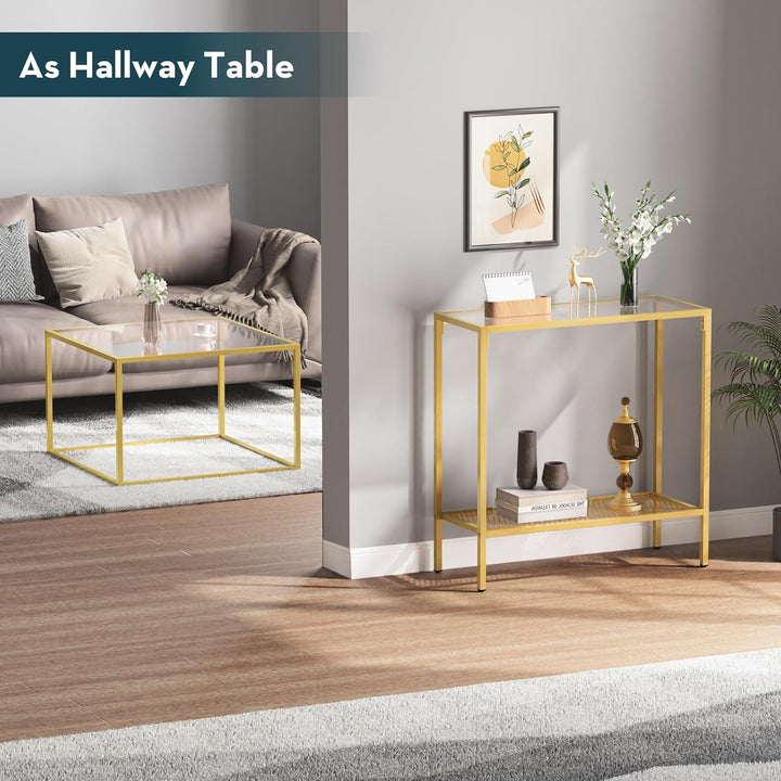 Gold Console Table Small Glass Entryway Table