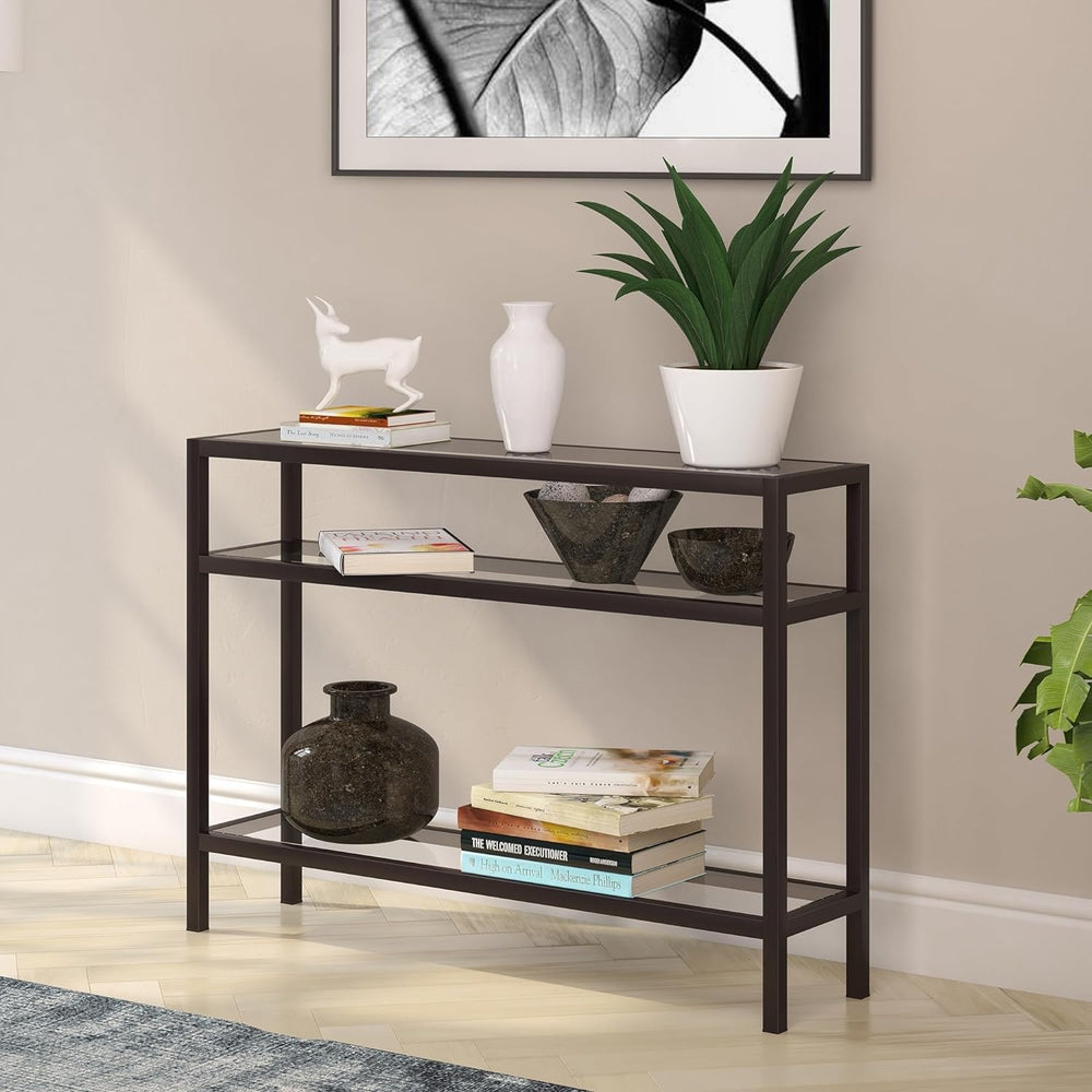 Rectangular Console Table, Blackened Bronze Finish