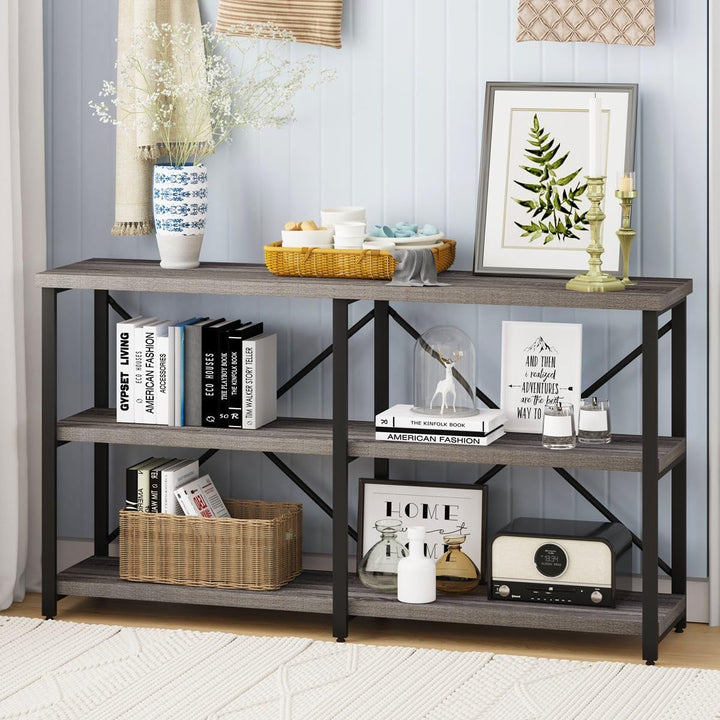 Rustic Console Table, 3 Tier Bookshelf