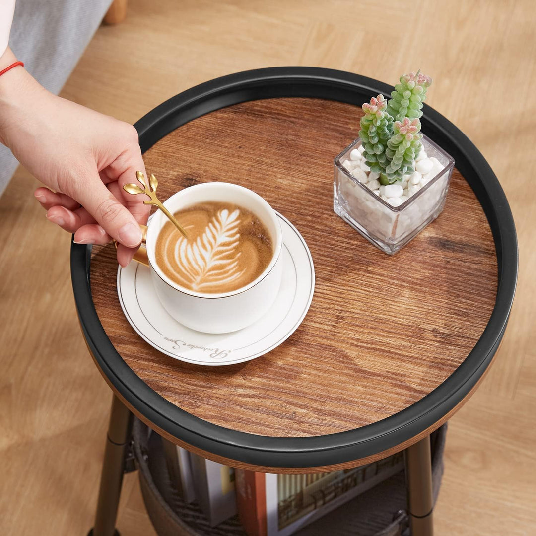 Small Round End Table, 2 Tier Side Table