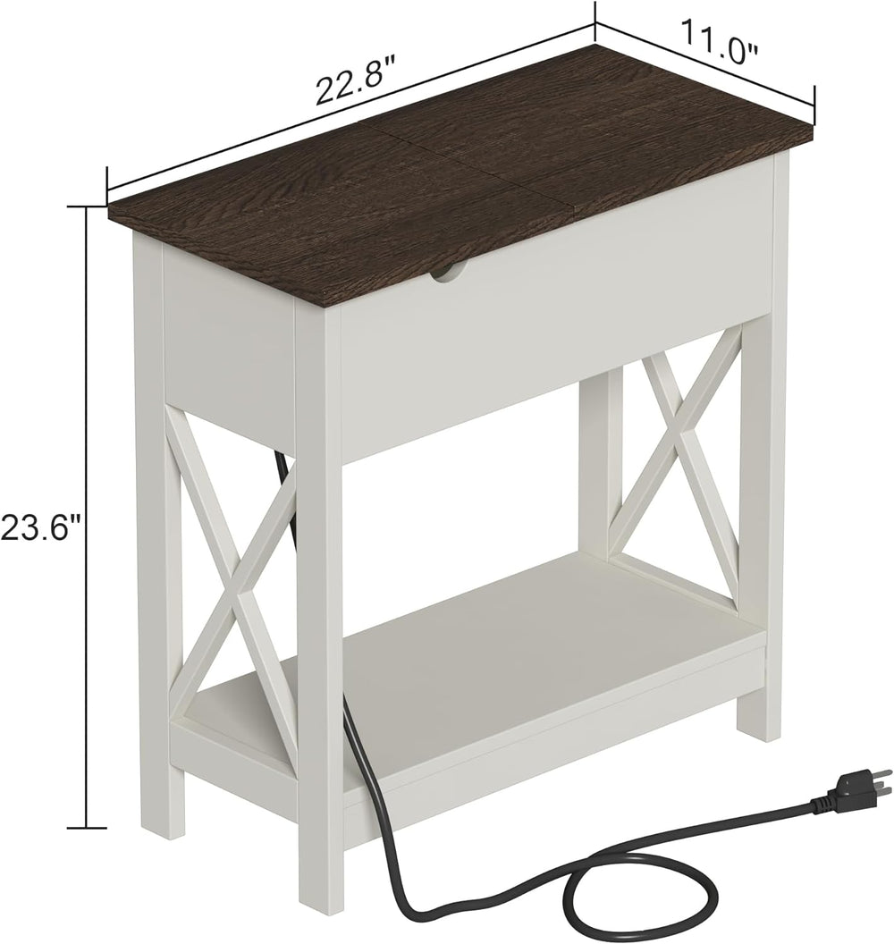 Farmhouse End Table with Charging Station