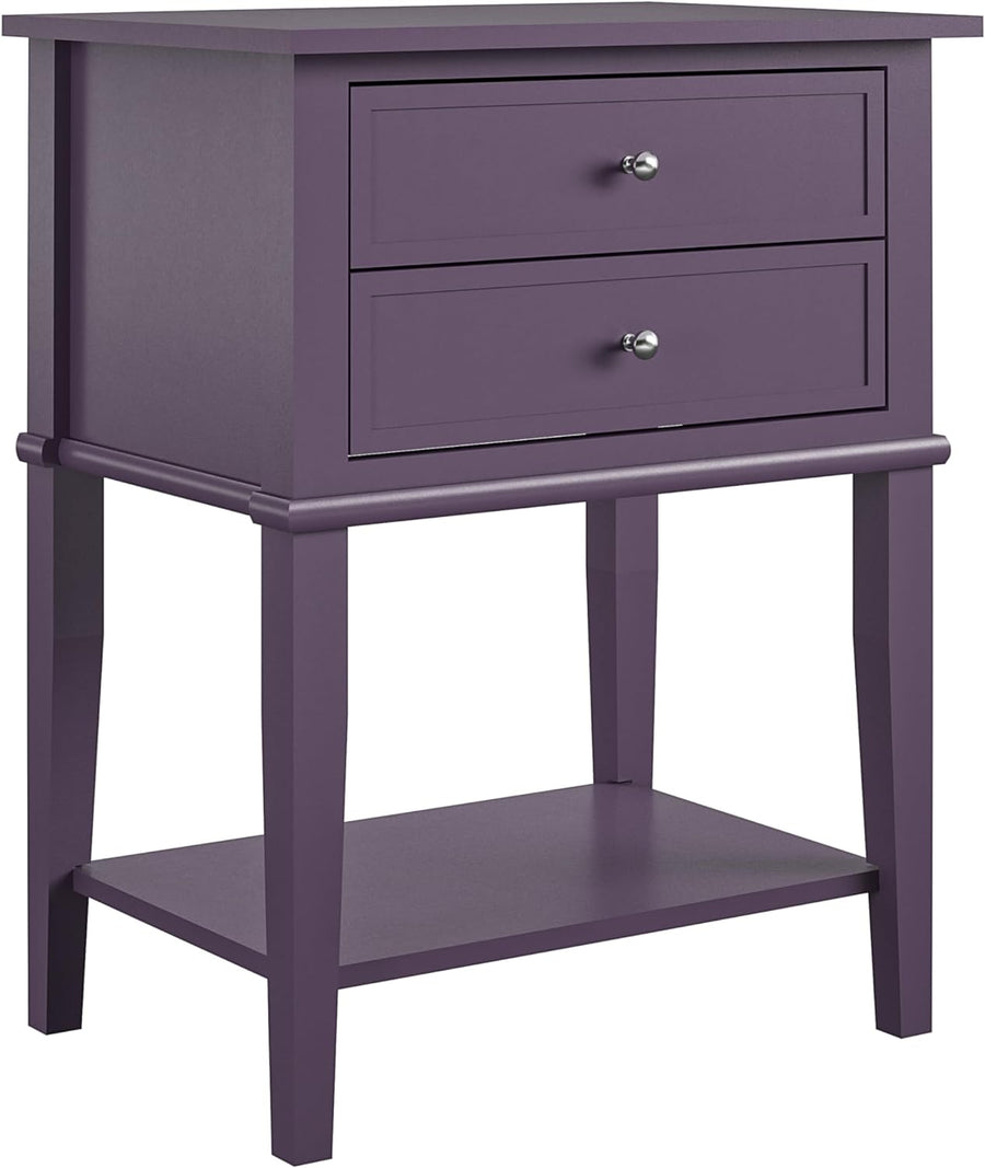 Franklin Accent Table 2 Drawers Purple