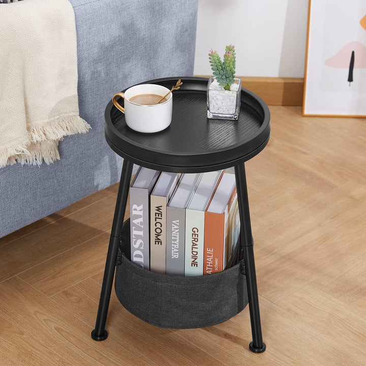 2 Tier Round Side Table w/ Storage Basket