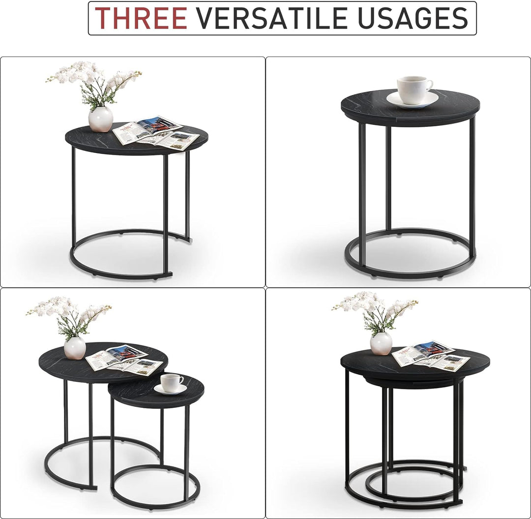 Black Marble Nesting Coffee Table Sets Side End Table