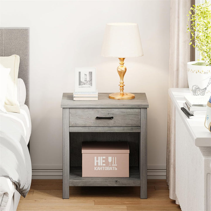 Farmhouse Nightstand Grey 2 Pack End Side Tables