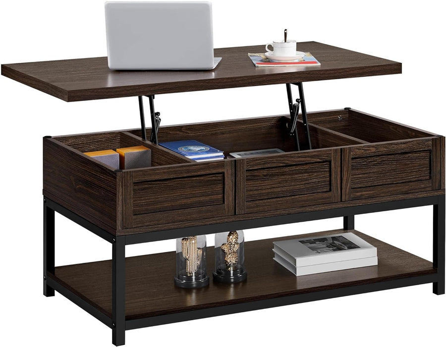 Lift Top Coffee Table with Hidden Compartments, Espresso