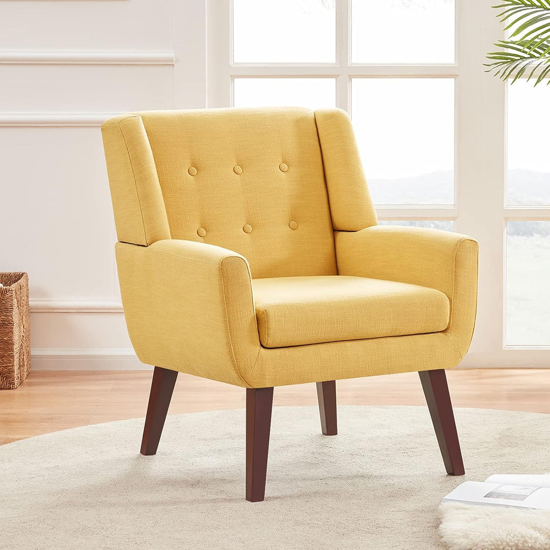 Accent Chair, Button Tufted Upholstered Sofa (Yellow)