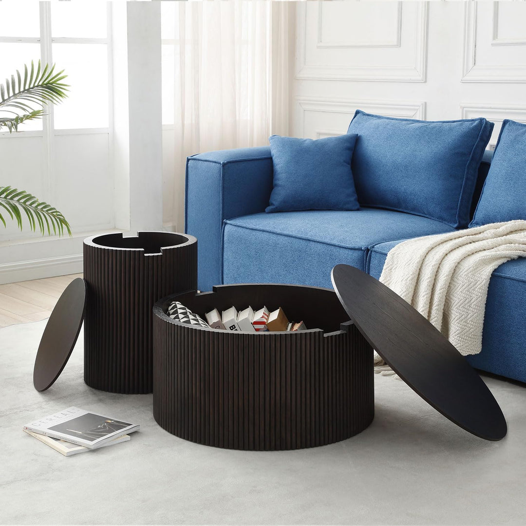 50 Best Coffee Tables for Small Spaces, Wood Drum Side Table