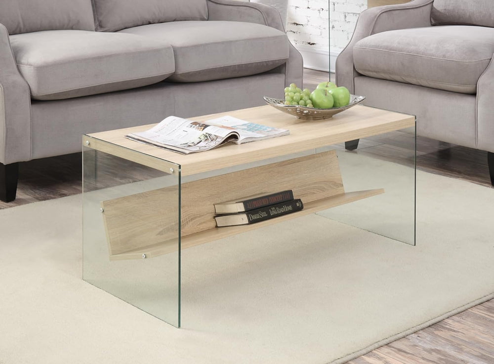 Soho Coffee Table, Weathered White/Glass