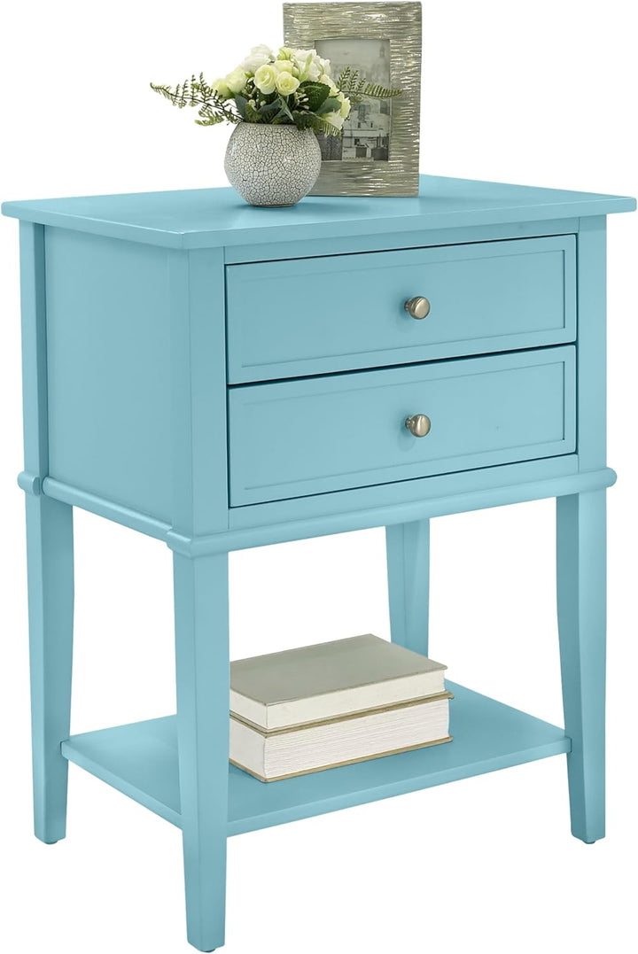 Franklin Accent Table 2 Drawers Blue