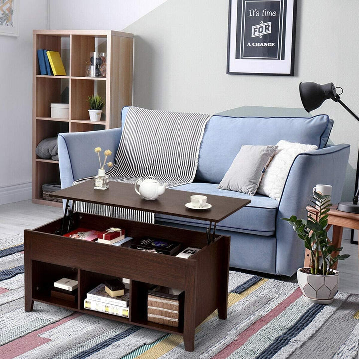 Lift Top Coffee Table with Hidden Storage, Wooden Accent Furniture, Espresso