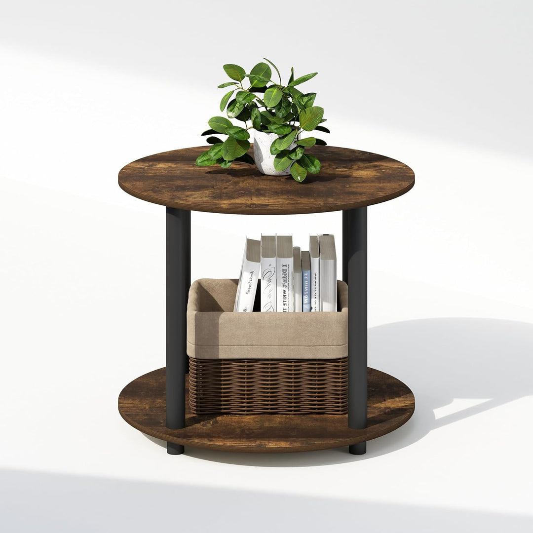 Furinno Turn-N-Tube End Tables, Amber Pine