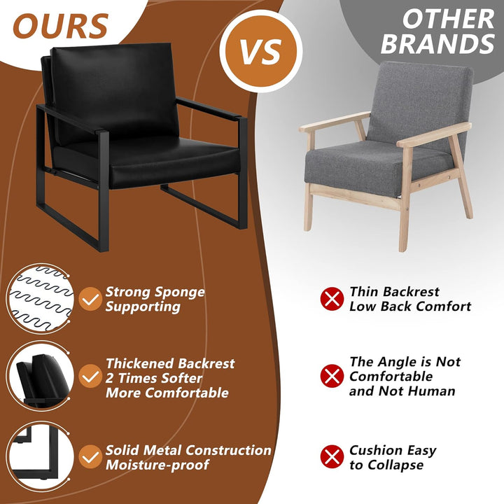 Modern PU Leather Accent Chair Arm Chair Black