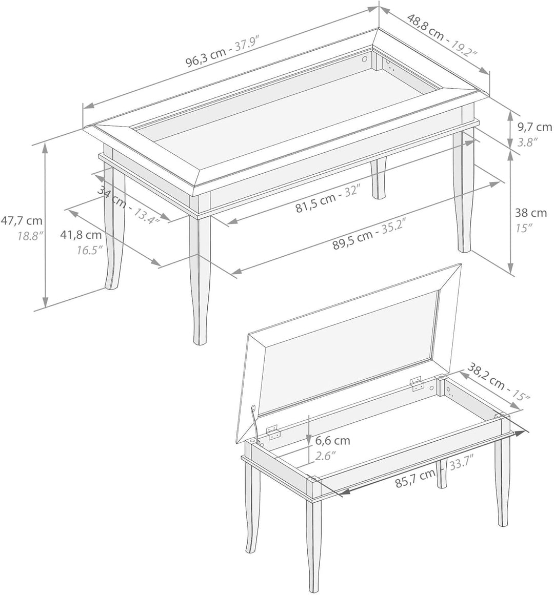 Classico Coffee Table, Pearled Elm, Made in Italy