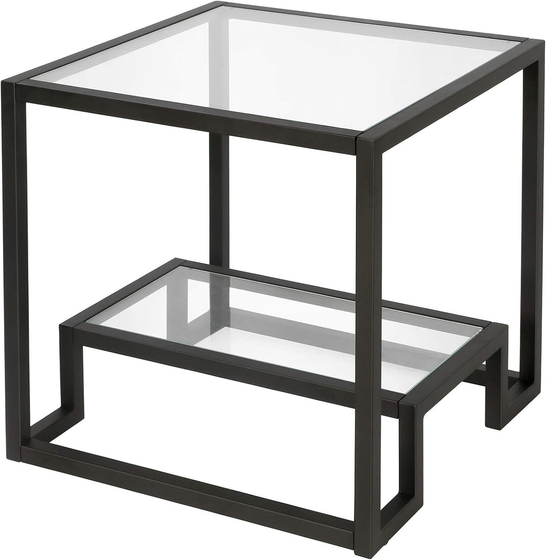 Blackened Bronze Square Side Table for Living Room, Bedroom