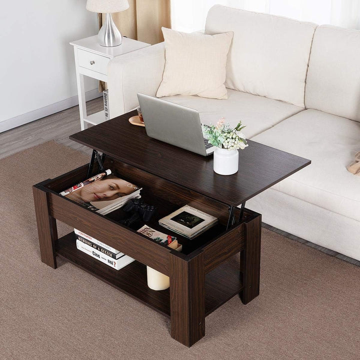 Lift Top Coffee Table with Hidden Compartment, Espresso