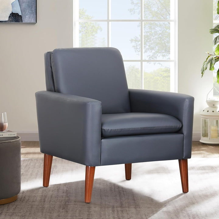 Faux Leather Accent Chair Upholstered Living Room