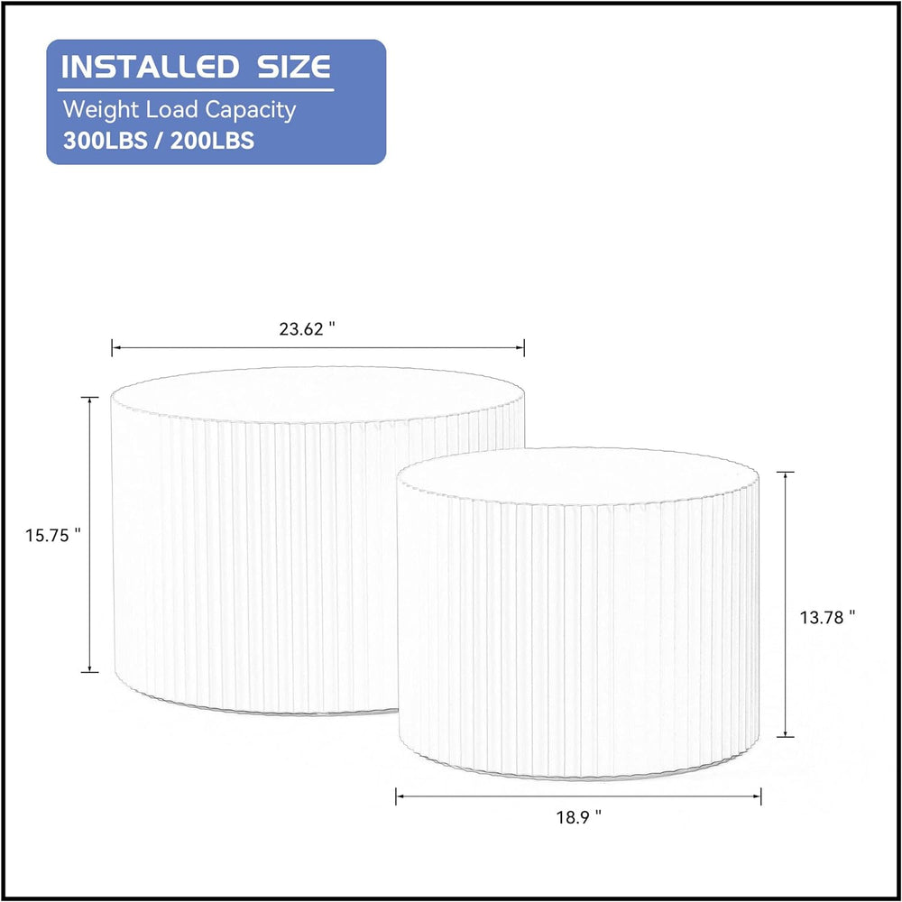 Modern Round Coffee Table Set, Nesting End Tables, Wood Circle Tables