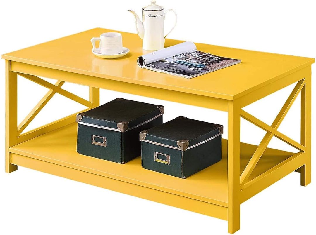 Convenience Concepts Oxford Coffee Table with Shelf, Yellow