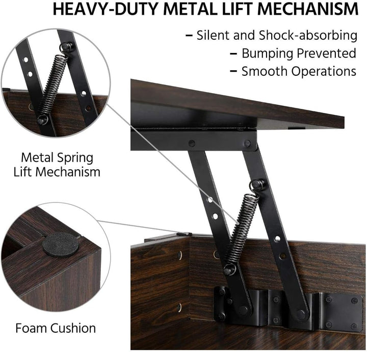 Lift Top Coffee Table with Hidden Compartment, Espresso