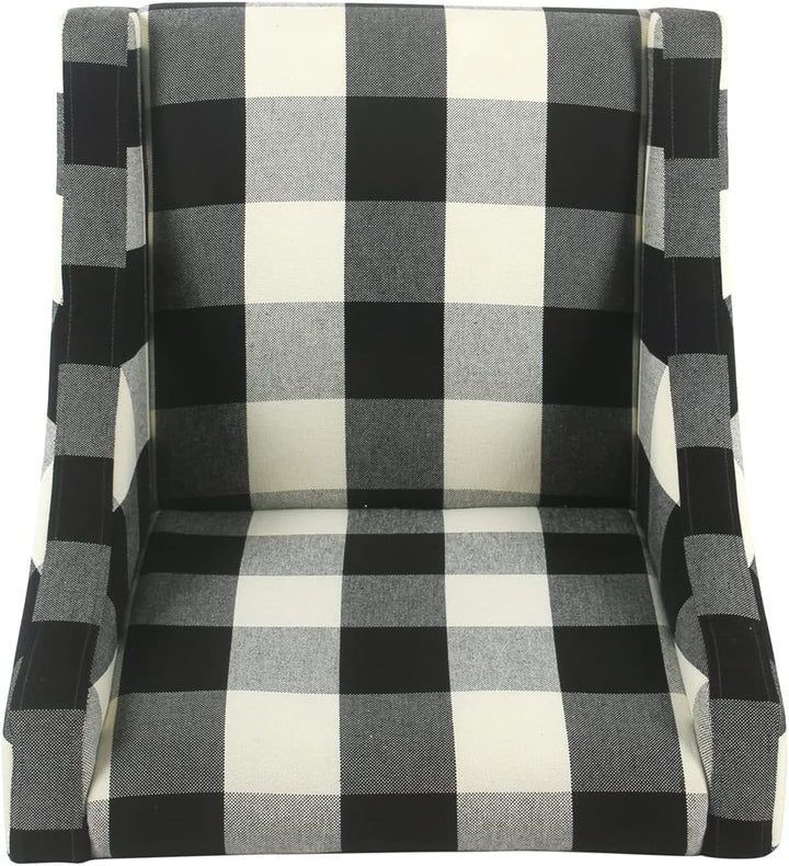 Upholstered Swoop Arm Accent Chair Black Plaid