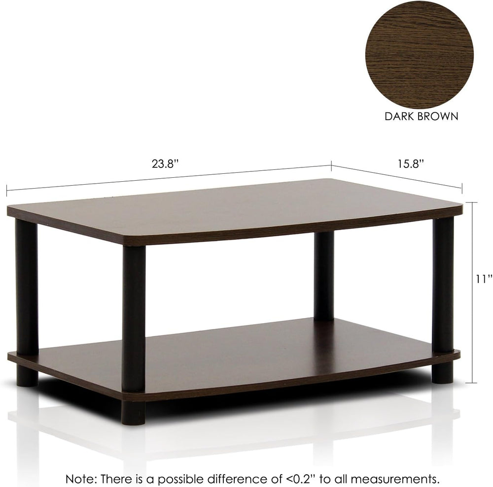 Elevated TV Stand, 2 Tiers, Plastic Tubes, Dark Brown/Black