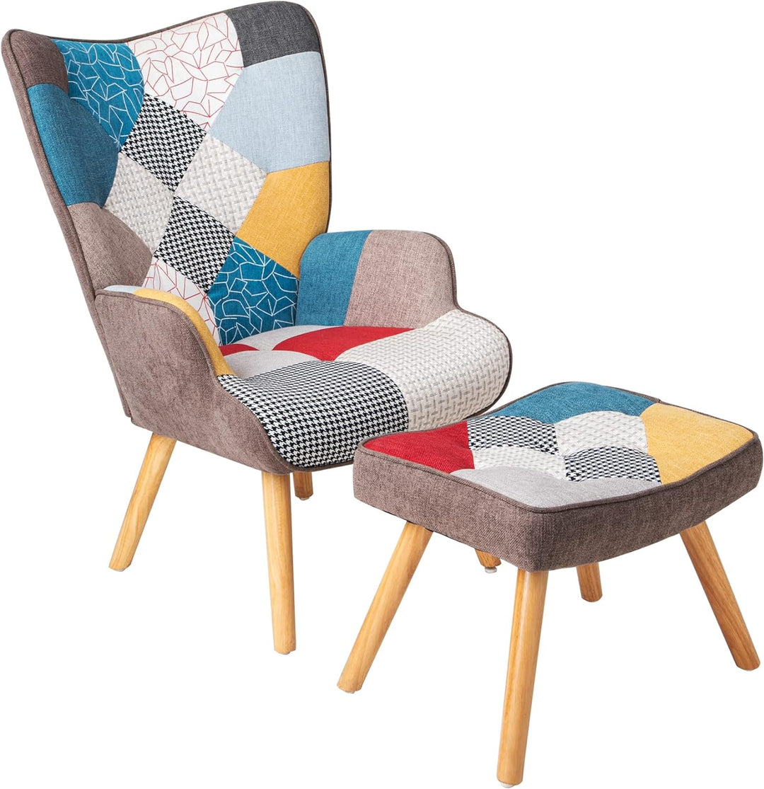 Accent Chair with Ottoman,Comfy Colorful Accent