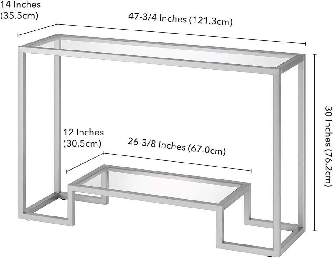 Rectangular Console Table, Entryway Accent Furniture, Satin Nickel