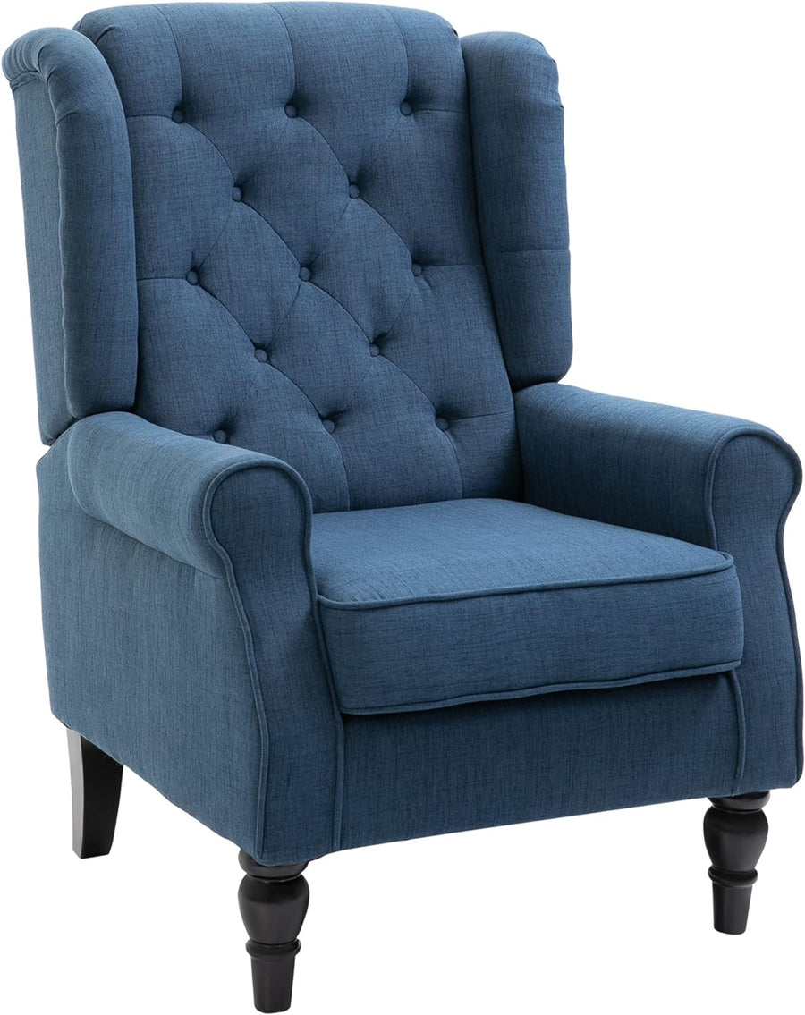 Fabric Accent Chair, Button Tufted Armchair Blue