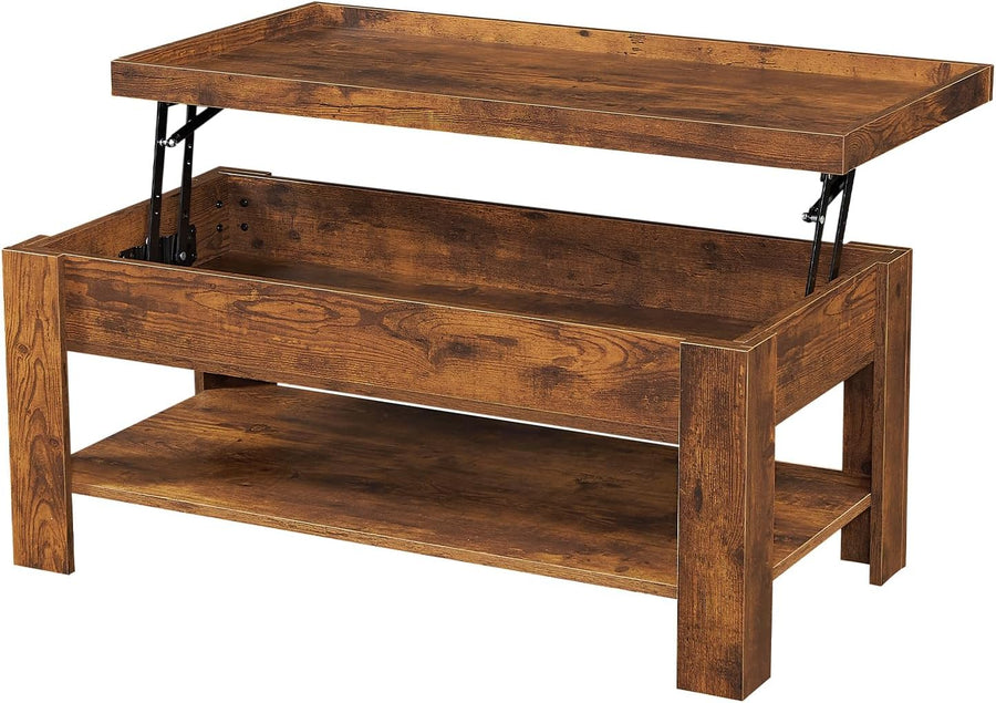 Lift Top Coffee Table with Hidden Storage, Rustic Brown