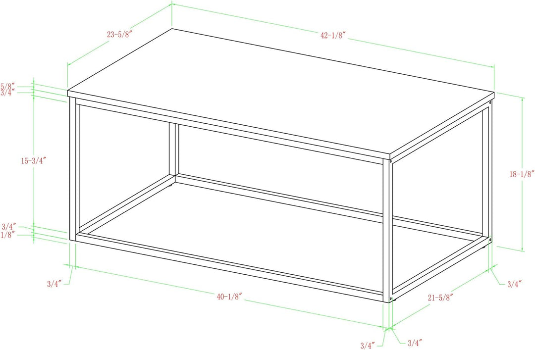 Modern Marble and Metal Frame Open Rectangle Coffee Accent Table, Marble