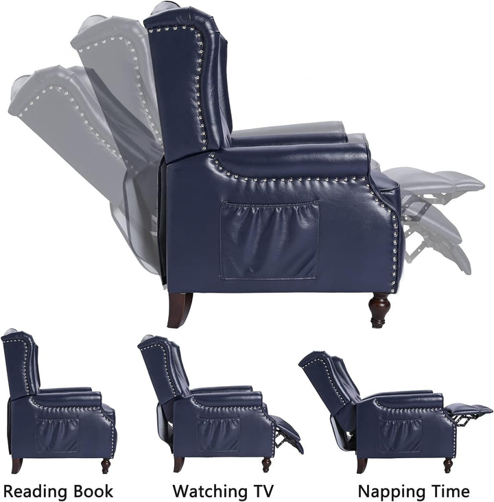 Wingback Recliner Chair, Heat Massage PU Leather Sofa