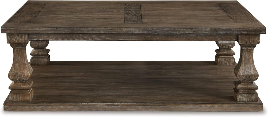 Farmhouse Coffee Table with Weathered Gray Finish, Gray