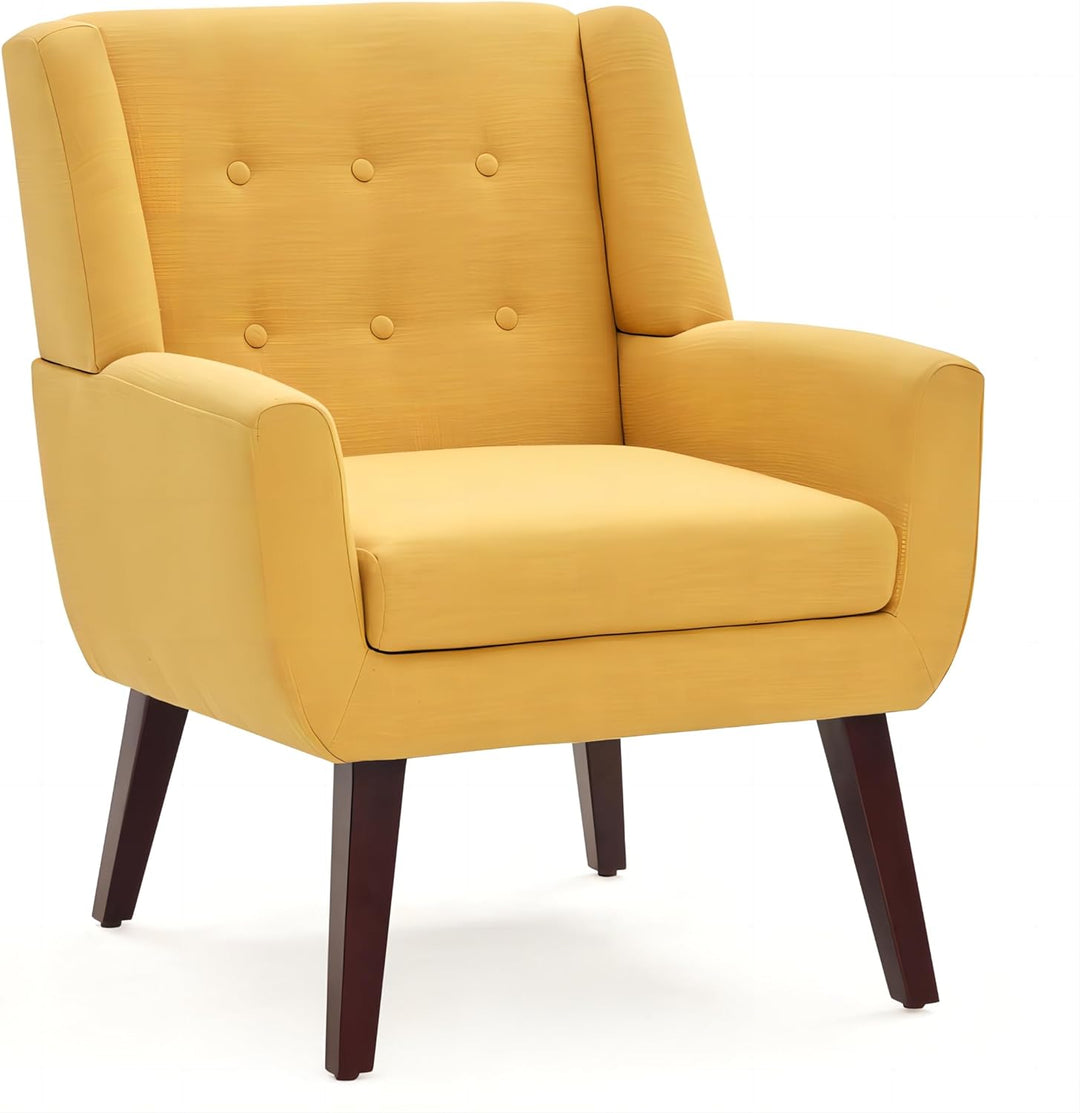 Accent Chair, Button Tufted Upholstered Sofa (Yellow)