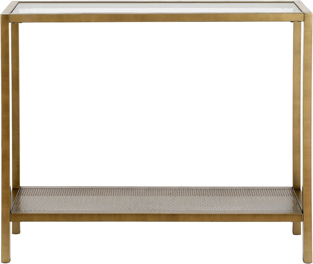 Rectangular Console Table, Brass Finish, Entryway Accent