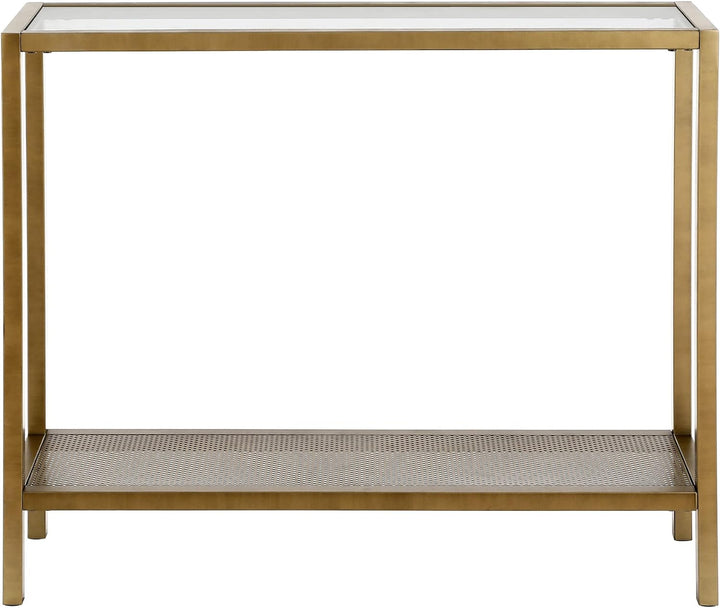 Rectangular Console Table, Brass Finish, Entryway Accent