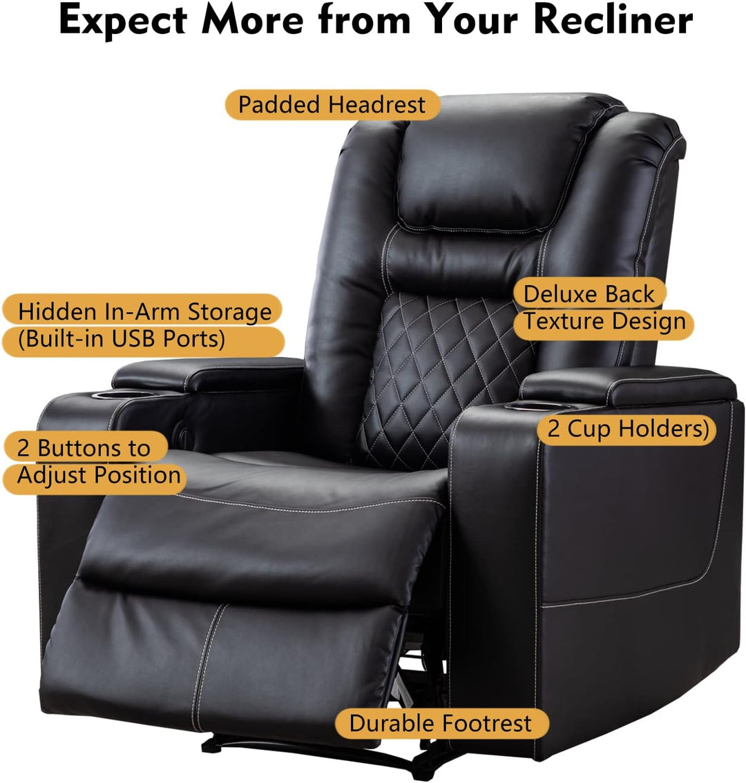 Electric Power Recliner Chair, Breathable Leather