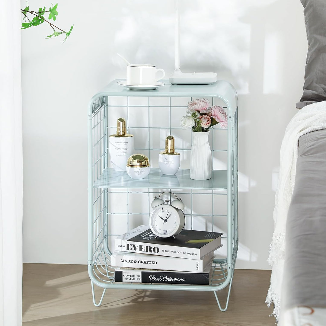 3 Tier Metal Side Table,Vintage Bedside Table