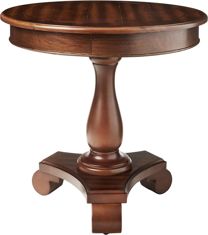 Rene Round Wood Pedestal Side Table