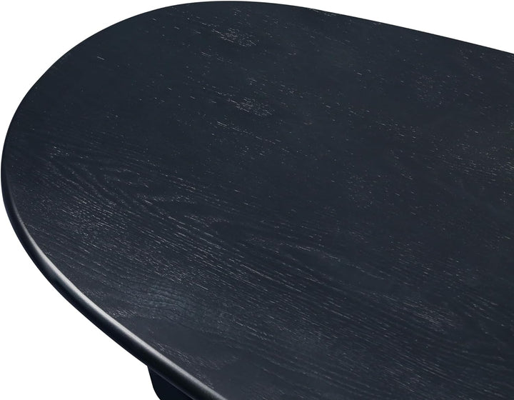 Oval Mid Century Modern Wood Coffee Table, Black